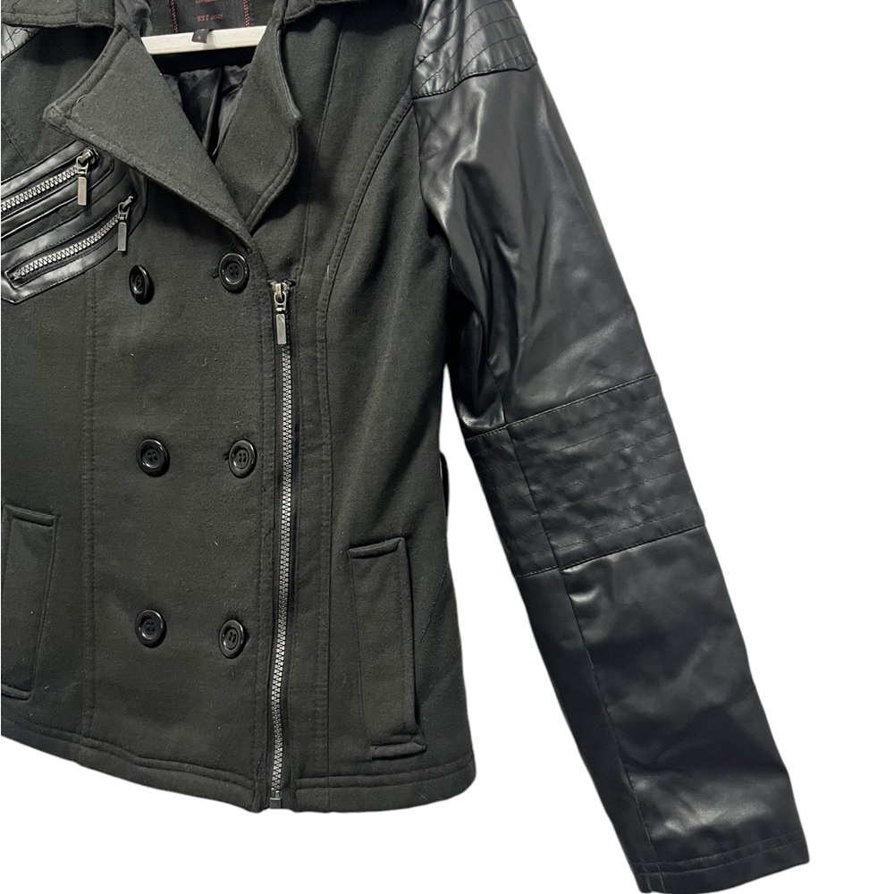 YOKI WOMENS BLACK FLEECE AND FAUX LEATHER JACKET COAT SIZE SMALL - Picture 5 of 13